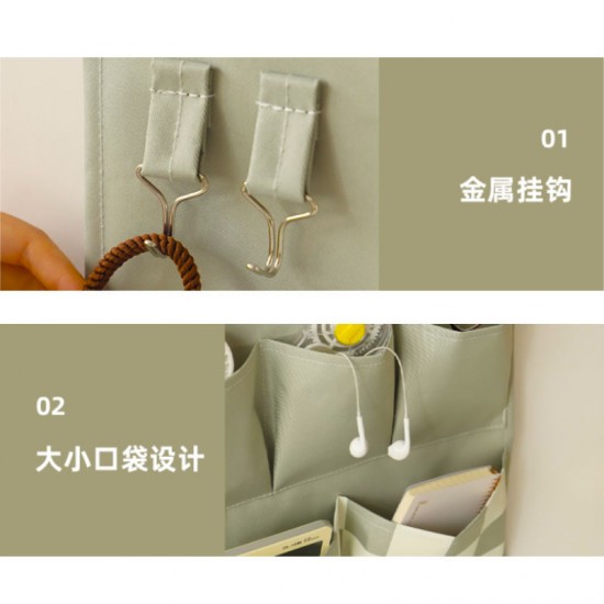 Waterproof cotton and linen household multifunctional hanging storage bag, wall-mounted bedroom and dormitory door storage bag, large capacity
