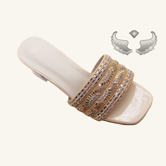 Wholesale slippers, wholesale block heels, fashionable rhinestone women's slippers