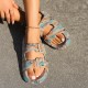 New summer sandals, thick-soled, poop-feel-like, fashionable, double-breasted, letter print, couple's style.