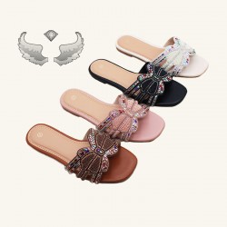 High-quality fashion women's shoes: large-size fashionable rhinestone luxury women's slippers