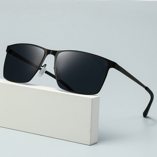 New men's driver's fishing sunglasses, high-end driving sun protection sunglasses, stylish square-frame metal sunglasses