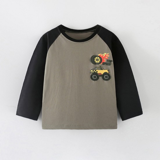 Boys' autumn and winter styles, European and American children's round-neck long-sleeved T-shirts, casual tops.