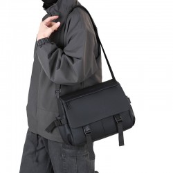 Single shoulder bag, men's lychee crossbody small square bag, business commuting crossbody bag, casual travel handbag