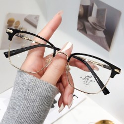 New metal half-frame high-definition blue light blocking reading glasses for seniors, trendy business men's reading glasses