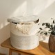Simple, simple household cotton linen bin with lid, attractive laundry basket, plush toy storage bin, large capacity.