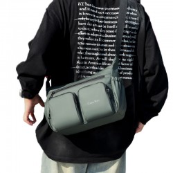 Men's crossbody waterproof leather film multi compartment large capacity single shoulder bag, business commuting portable backpack, new men's bag