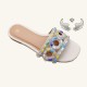 Wholesale Flat Slippers: Women's shoes, fashionable, thick-soled, durable, casual outdoor slippers with rhinestones.