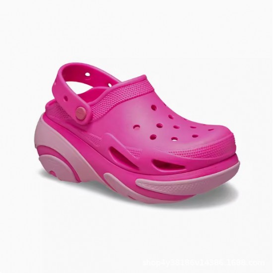 Cross New Women's Casual Thick-Sole Shell Puff Crocs, Height-Increasing Outdoor Non-Slip Beach Shoes 210061