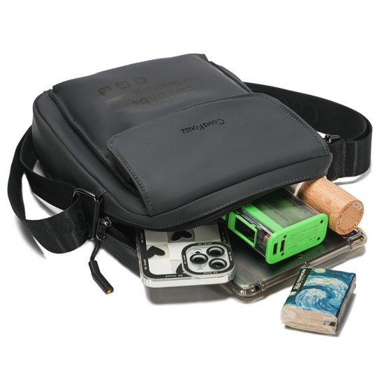 Outdoor sports single shoulder men's bag, trendy casual multi-functional bag, water-resistant leather film crossbody bag, large capacity outdoor sports bag