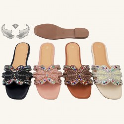 Factory hot-selling ladies' slippers: fashionable rhinestone flat non-slip slippers