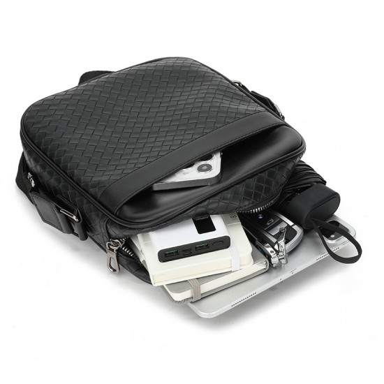 Simple time-themed thick waterproof cowhide lunch box bag, fun picnic bag, handbag for students and office workers