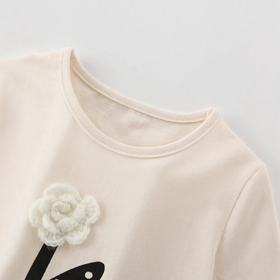 European and American style children's clothing, new summer girls' T-shirts, solid color cartoon short-sleeved round neck boys' tops