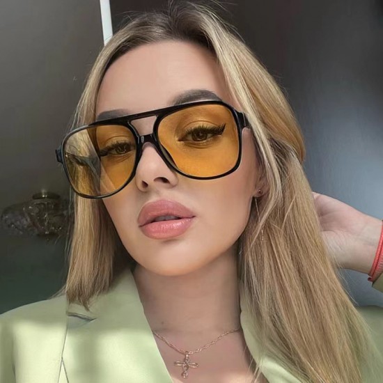 Cross-border European and American retro double-beam sunglasses, 2024 new trendy Instagram personalized large-framed, influencer-style toad sunglasses