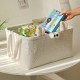 Foldable clothing storage box, washable large drawstring storage basket, simple cotton and linen storage box