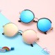 New trendy children's glasses, Korean-style round-frame, versatile baby sunglasses, sun protection, personalized metal children's sunglasses