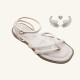Wholesale ladies' slippers Sandals, a factory-made Chaozhou women's shoe, offers fashionable flat-soled beach sandals.