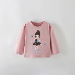 Girls' T-shirts, new fall styles, European and American children's stylish little girls' round neck long-sleeved base tops