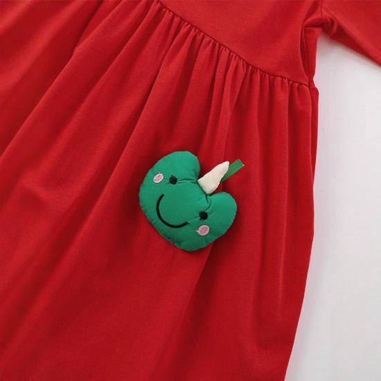 New summer styles for girls, including round-neck cotton short-sleeved dresses with cute European and American 3D cartoons for small girls.