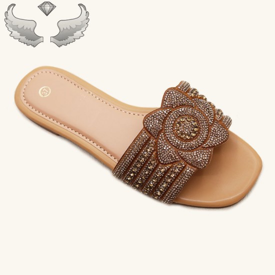 1688 Cross-border Trade Flat Shoes for Women: Luxurious, Casual Diamond-Encrusted Women's Slippers