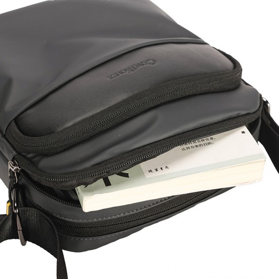 Men's cross-body bag, trendy casual bag with check pattern, multi-layer casual bag for men, men's casual bag with high quality leather, Korean casual single-shoulder bag for men