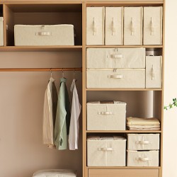 Simple time, thickened cotton and linen storage basket, multifunctional jute laundry basket, fabric storage organizer.