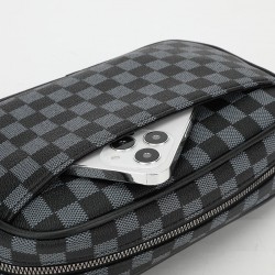 Men's casual bag with check pattern, retro style men's casual bag, multi-layer casual bag for men, trendy casual bag for men, large capacity men's single-shoulder bag