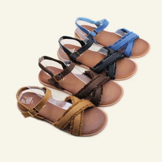 Chaozhou factory-in-stock women's sandals, new cross-strap, non-slip beach shoes, craft shoes, ladies sandals.