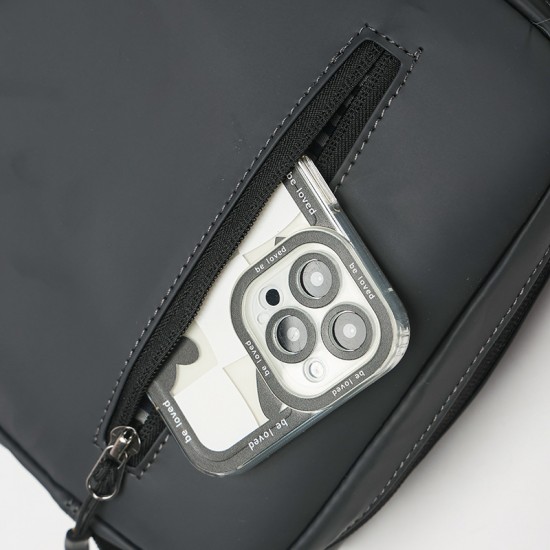 Outdoor sports single shoulder men's bag, trendy casual multi-functional bag, water-resistant leather film crossbody bag, large capacity outdoor sports bag