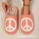 New cotton slippers with peace sign patterns, thickened and non-slip for winter couples.