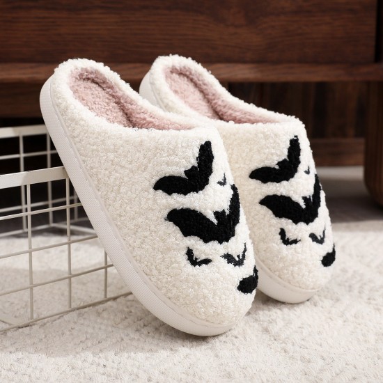 New Halloween bat-style cotton slippers for men and women, wholesale winter cotton slippers for couples.