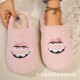 Best-selling pink bow pattern cotton slippers, Valentine's Day pink warm women's cotton slippers