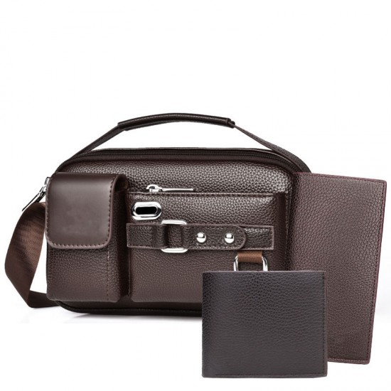 Men's single shoulder bag, new style lychee men's cross-body small bag, business commuting cross-body bag, casual travel handbag