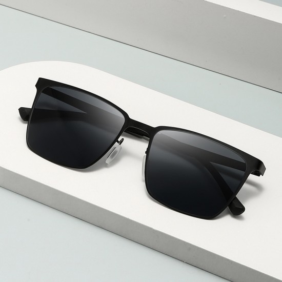 New men's square-frame ultra-light sunglasses, UV protection for driving and fishing, retro and fashionable sunglasses for men.