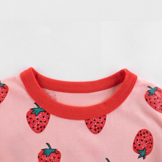 New summer children's suits, stylish printed short-sleeved shorts, baby girls' strawberry print two-piece suits
