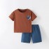 2025 summer new cotton children's short-sleeved European and American style cartoon T-shirts and shorts for boys