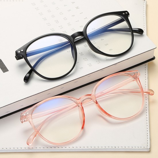 New retro round-frame blue light blocking glasses, fashionable, midi, natural, fresh glasses frames, lightweight and stylish.
