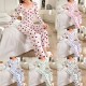 New cross-border homewear with heart patterned pajamas, heart-shaped long-sleeved pants set, can be worn as outerwear for European and American ladies' pajamas.