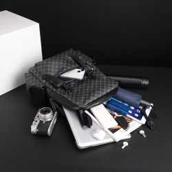 Patterned check business double-shoulder bag, new style Korean men's bag, travel computer bag, casual bag, commuter large capacity backpack