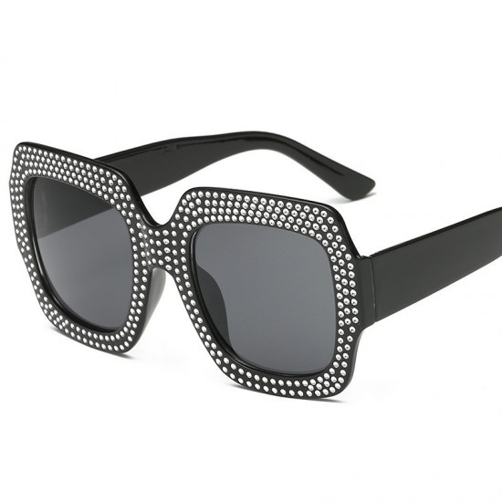 New personalized, versatile square-frame sunglasses, UV protection, sun protection, European and American cross-border diamond-plated sunglasses for women.