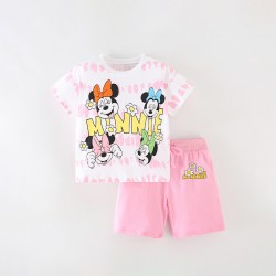 Girls' short-sleeved summer styles Fashionable European and American children's cotton T-shirts, round-neck printed cartoon baby tops