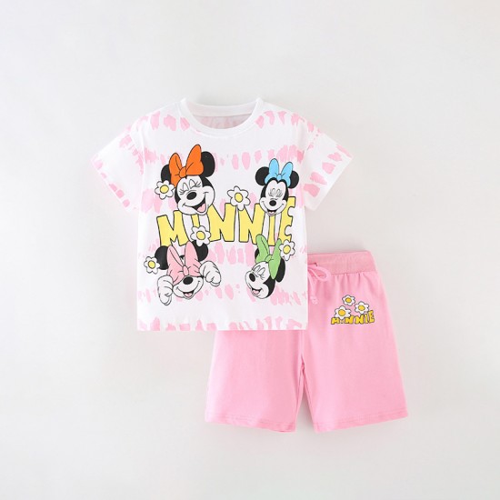 Girls' short-sleeved summer styles Fashionable European and American children's cotton T-shirts, round-neck printed cartoon baby tops