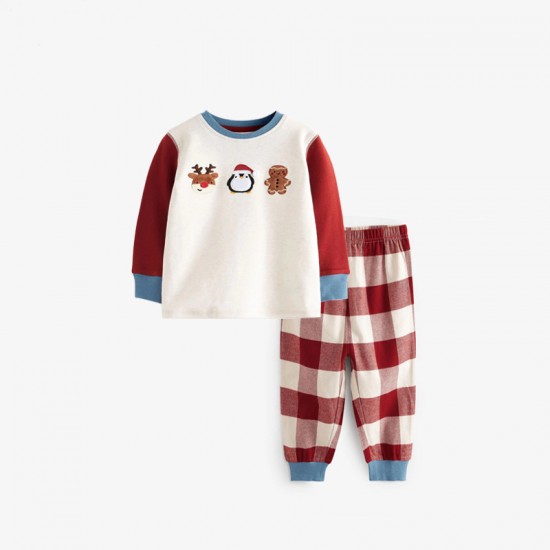 European and American children's autumn suits. Long-sleeved plaid pants and homewear for children's and girls' pajamas.
