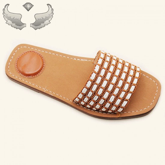 US Wholesale Cross-Border New Summer Hand-Woven Fashionable Versatile Women's Slippers