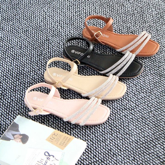 Guyana wholesale direct sales of women's summer beach shoes, non-slip and wear-resistant, fashionable diamond-studded sandals.