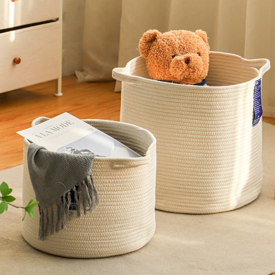 Factory-direct thickened cotton string storage basket, multifunctional snack, toy, and sundry storage basket, large-capacity laundry basket