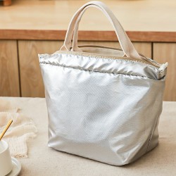 Thickened aluminum foil canvas student and office lunch bag, insulated and fresh-keeping lunch bag, large-capacity lunch box bag