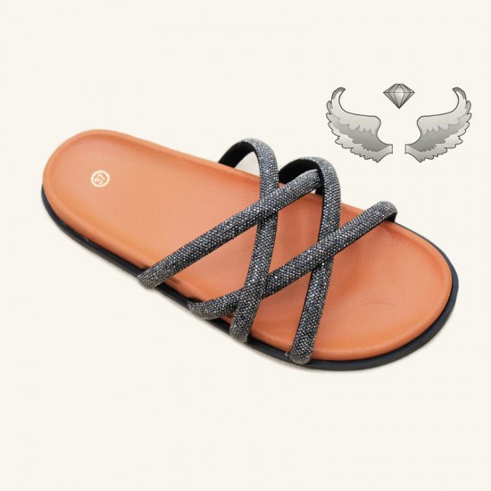 Chaozhou women's shoes for export: summer fashionable rhinestone flat non-slip slippers, factory-made ladies' slippers