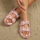 Floral-print flip-flops, women's summer beach slippers, wholesale thick-soled new sandals.