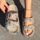 New summer sandals, thick-soled, poop-feel-like, fashionable, double-breasted, letter print, couple's style.
