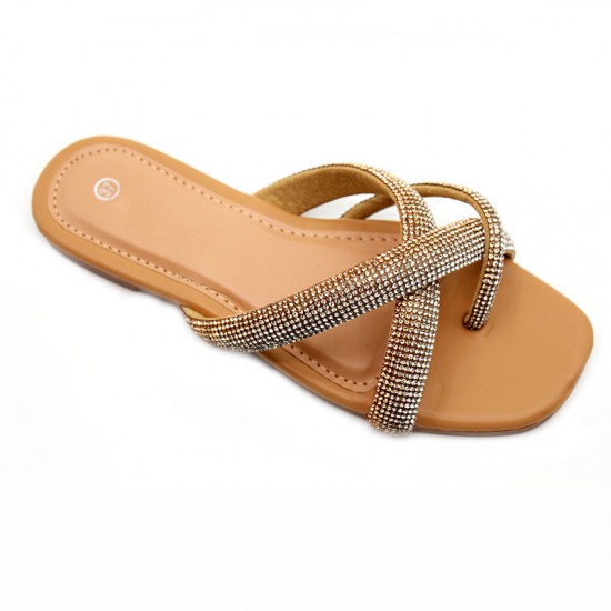 Foreign Trade Chaozhou Women's Flat Slippers, Lightweight Luxury Diamond-encrusted Fashionable Crafted Shoes, Casual Shoes, Ready-to-Stock Wholesale Slippers